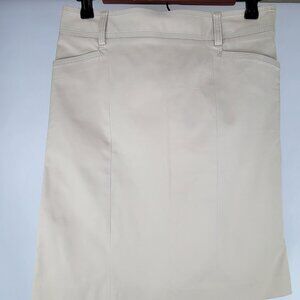 J. Crew Size 2 Stretch Tan Cream Straight Skirt Knee Length Side Zip Pockets